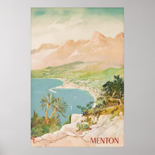 Vintage Menton France Travel Poster French Riviera