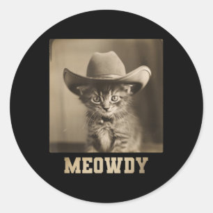 Vintage Meowdy Cat  Classic Round Sticker