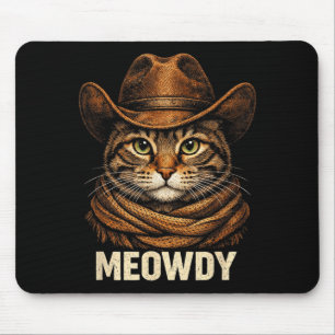 Vintage Meowdy Funny Cat Cowboy Country Western Mouse Mat