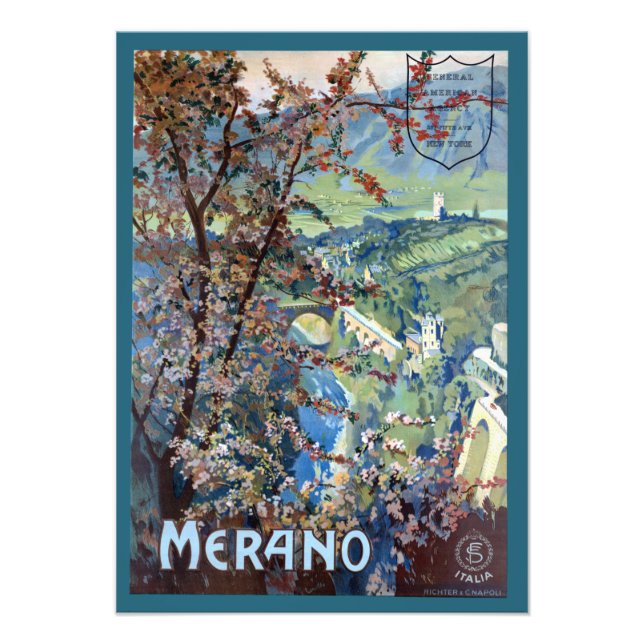 Vintage Merano Italy Travel Poster (Front)