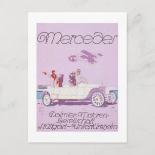 VIntage Mercedes Ad -Purple, Aeroplane Postcard