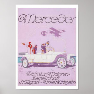 VIntage Mercedes Ad -Purple, Aeroplane Poster