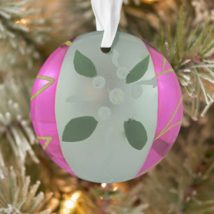 Vintage Mercury Glass Christmas Ball Mistletoe Ornament