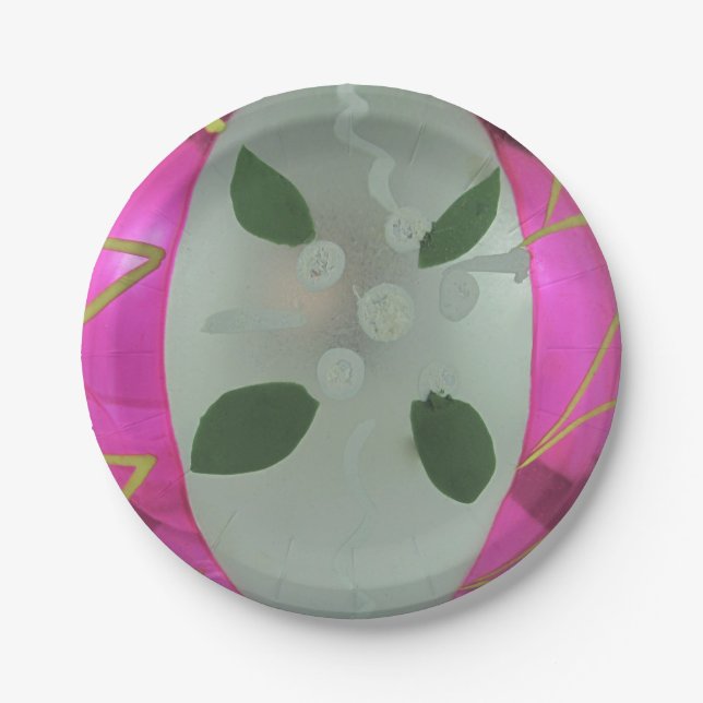 Vintage Mercury Glass Christmas Ball Mistletoe Paper Plate (Front)