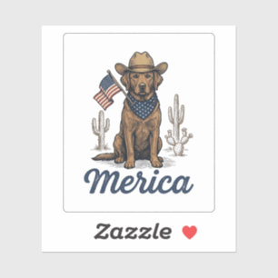 Vintage Merica Cowboy Dog American Flag Shirt_1