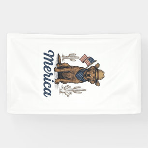 Vintage Merica Cowboy Dog American Flag Shirt_1 Banner