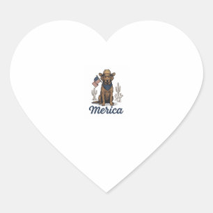 Vintage Merica Cowboy Dog American Flag Shirt_1 Heart Sticker