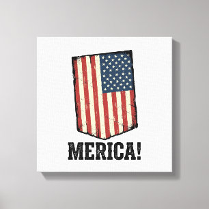 Vintage Merica Flag Patriotic Graphic Shirt_1 Canvas Print