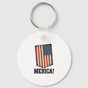 Vintage Merica Flag Patriotic Graphic Shirt_1 Key Ring