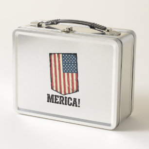 Vintage Merica Flag Patriotic Graphic Shirt_1 Metal Lunch Box