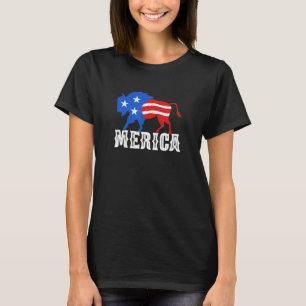 Vintage Merica Patriotic Bison Buffalo With Americ T-Shirt