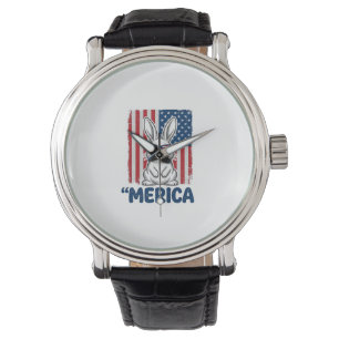 Vintage Merica Patriotic Bunny Shirt Design_1 Watch