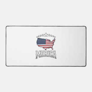 Vintage Merica Patriotic Flag Map Shirt Design_1 Desk Mat
