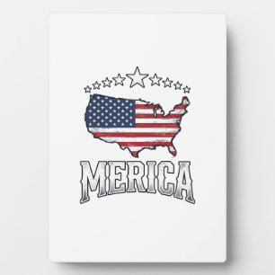 Vintage Merica Patriotic Flag Map Shirt Design_1 Plaque