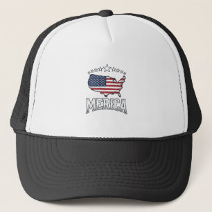 Vintage Merica Patriotic Flag Map Shirt Design_1 Trucker Hat