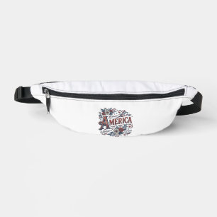 Vintage Merica Patriotic Floral Shirt Design_1 Bum Bags