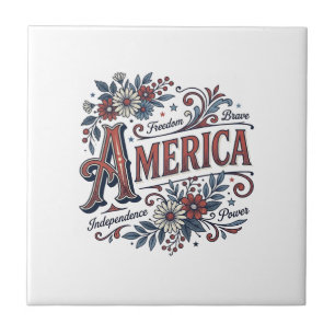 Vintage Merica Patriotic Floral Shirt Design_1 Tile