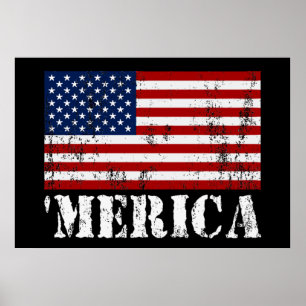 Vintage 'MERICA U.S. Flag Poster (medium)
