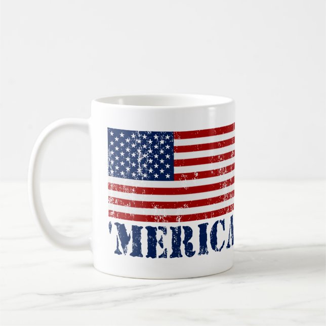 Vintage 'MERICA US Flag Coffee Mug (Left)