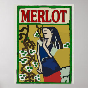 Vintage Merlot Wine Poster