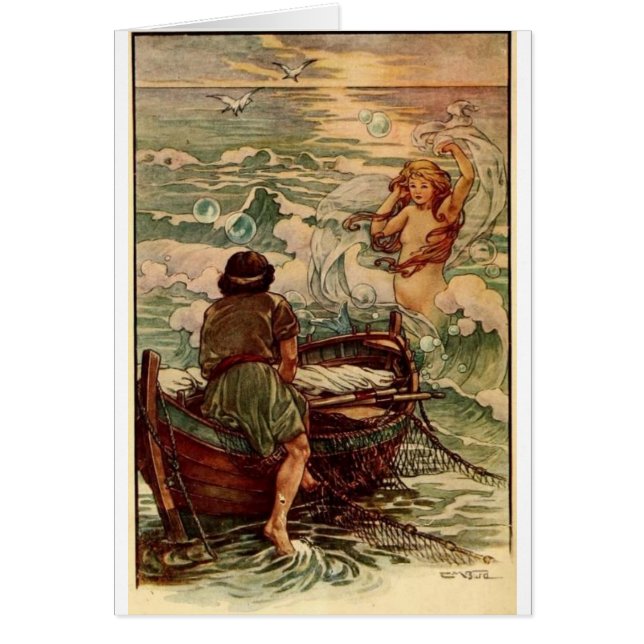 Vintage - Mermaid and Fisherman, (Front)