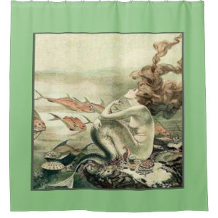 Vintage Mermaid Art Shower Curtain