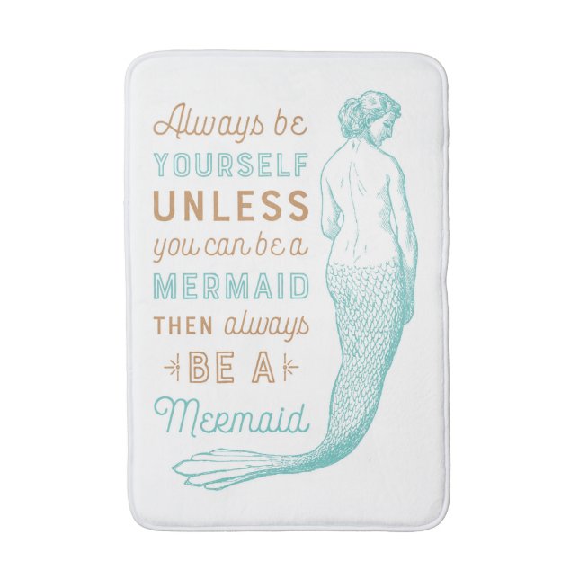 Vintage Mermaid Bath Mat (Front Vertical)