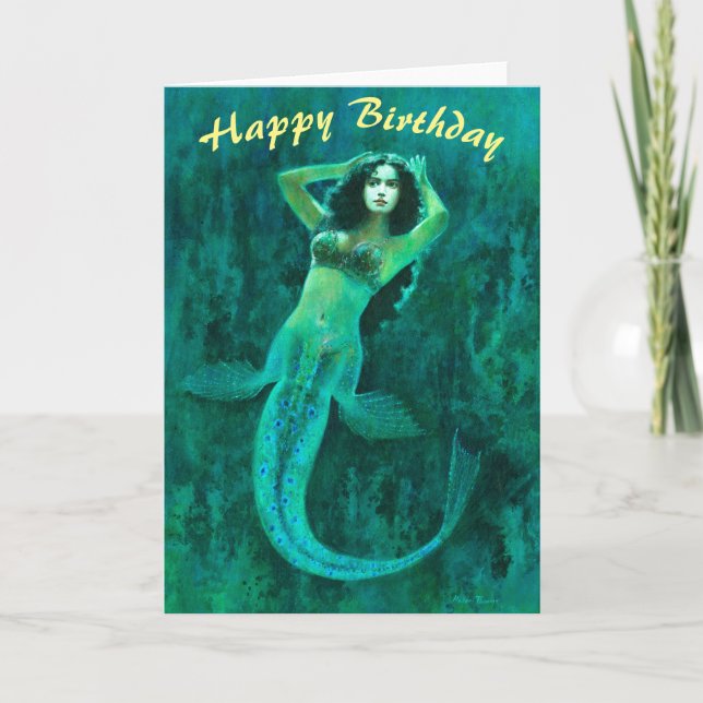 Vintage Mermaid Birthday Card (Front)
