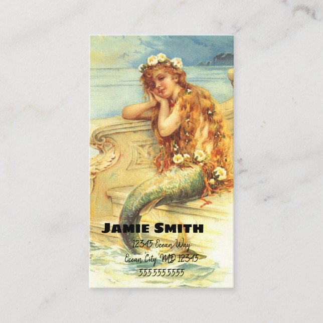 Vintage Mermaid Business Card (Front)