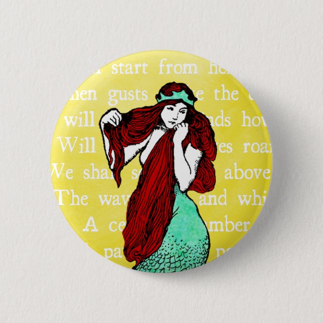 Vintage Mermaid Button (Front)