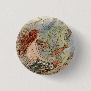 Vintage Mermaid Button Pin
