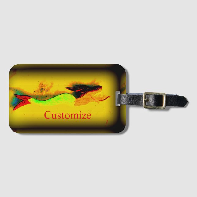 vintage mermaid custom  luggage tag (Front Horizontal)