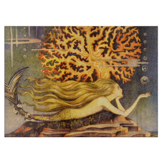 Vintage Mermaid Cutting Board (Front)