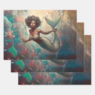 Vintage Mermaid Decoupage Decoupaging Wrapping Paper Sheet