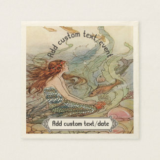 Vintage Mermaid Dover Under The Sea Custom Party Napkin