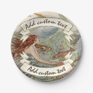Vintage Mermaid Dover Under The Sea Custom Party Paper Plate
