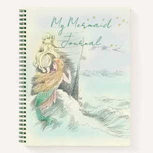 Vintage Mermaid Gazing into a Ship's Window Notebook