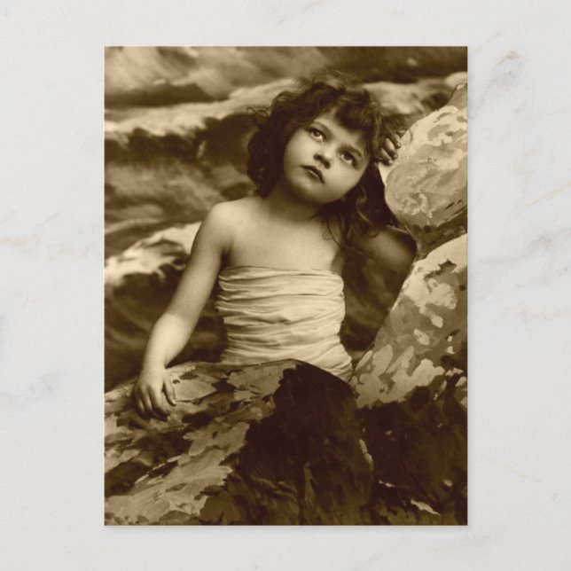 Vintage Mermaid Girl Postcard Art (Front)
