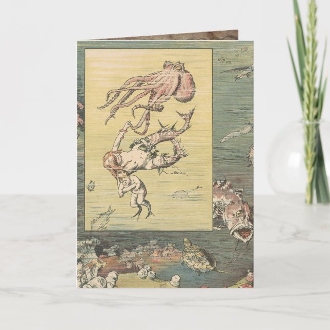 Vintage Mermaid Greeting card (Front)