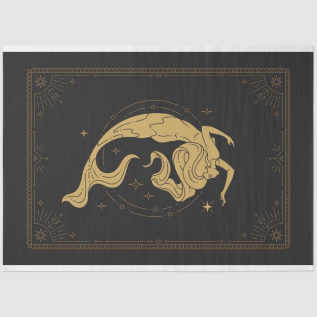 Vintage Mermaid Horiscope Pisces Decoupage Tissue Paper (Front)