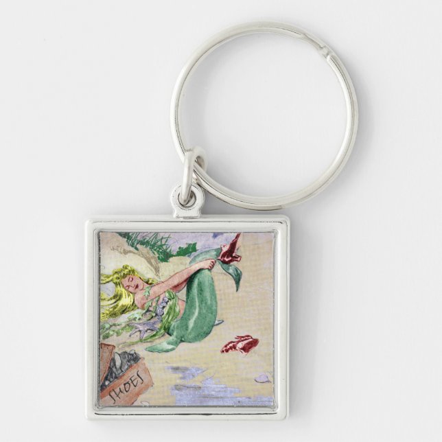 Vintage Mermaid in Colour Key Ring (Front)