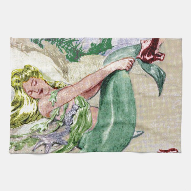 Vintage Mermaid Kitchen Towel (Horizontal)