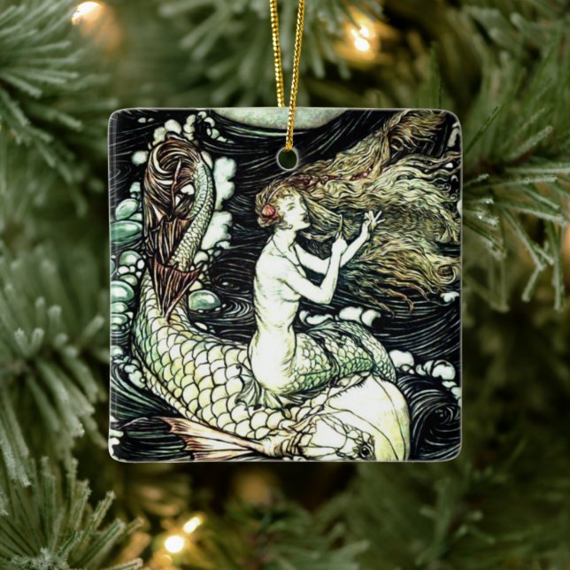 Vintage Mermaid Midsummer Night's Dream Ceramic Ornament (Tree)