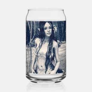 Vintage Mermaid Old Photo Fantasy Art Can Glass