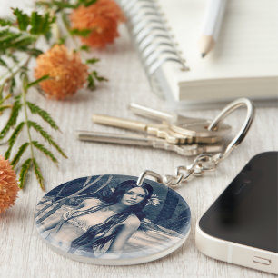 Vintage Mermaid Old Photo Fantasy Art Key Ring