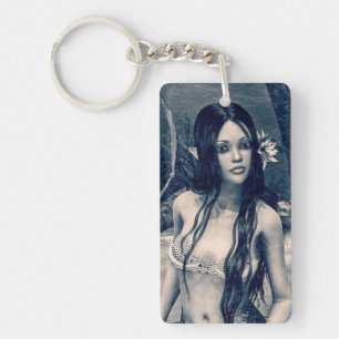 Vintage Mermaid Old Photo Fantasy Art Key Ring