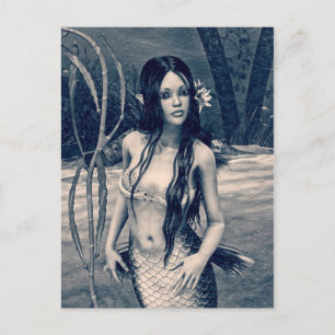 Vintage Mermaid Old Photo Fantasy Art Postcard
