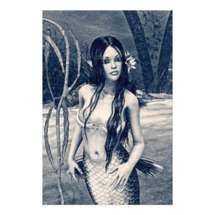 Vintage Mermaid Old Photo Fantasy Art Print