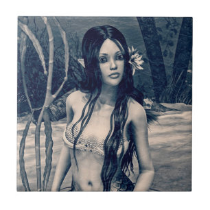 Vintage Mermaid Old Photo Fantasy Art Tile