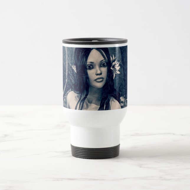 Vintage Mermaid Old Photo Fantasy Art Travel Mug (Center)